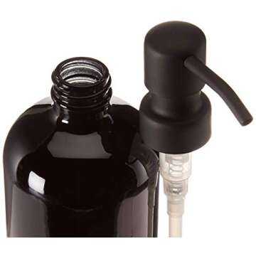 Black Soap Dispenser with Metal Pump and Coaster for Non Slip Bottom - 16oz Glass Bottle for Liquid Soap, Lotion or Shampoo by Industrial Rewind (Black Pump)