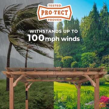 Backyard Discovery Beaumont 14' x 12' Traditional Cedar Wood Pergola Kit with Trellis Roof, All-Season Durability, High-Wind Rating, PowerPort, Shade for Outdoor Patio, Deck, Garden, and Entertaining