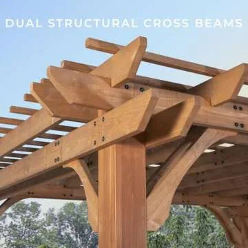 Backyard Discovery Beaumont 14' x 12' Traditional Cedar Wood Pergola Kit with Trellis Roof, All-Season Durability, High-Wind Rating, PowerPort, Shade for Outdoor Patio, Deck, Garden, and Entertaining