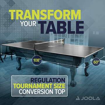 JOOLA Table Tennis Conversion Top with Net Set - Full Sized MDF Ping Pong Table Top for Pool Table -...