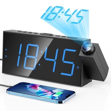 Large LED Digital Projection Alarm Clocks for Bedrooms