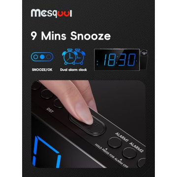 Large LED Digital Projection Alarm Clocks for Bedrooms
