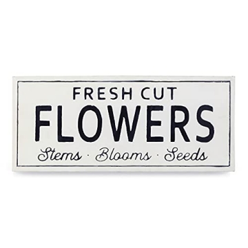 NIKKY HOME Fresh Cut Flowers Sign Vintage Metal Spring Home Decor Hanging Sign for Market Farmhouse ...