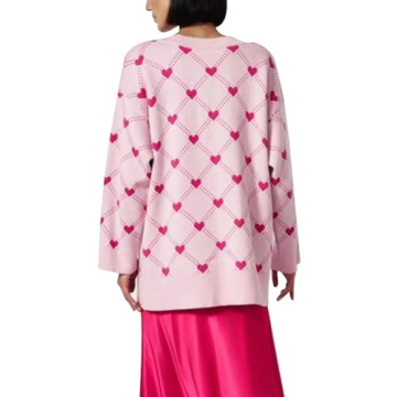 Women's Chunky Knit Heart Cardigan Long Sleeve Open Front