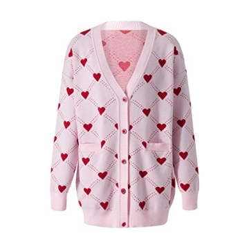 Women's Chunky Knit Heart Cardigan Long Sleeve Open Front