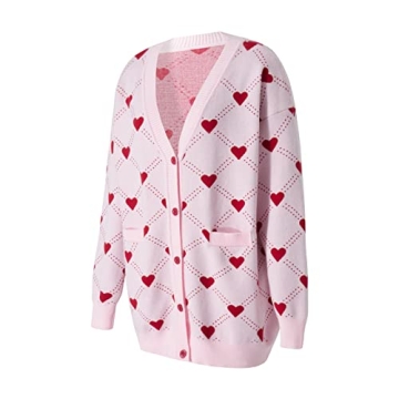 Women's Chunky Knit Heart Cardigan Long Sleeve Open Front
