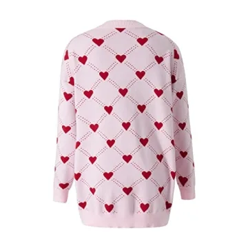 Women's Chunky Knit Heart Cardigan Long Sleeve Open Front