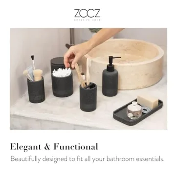 ZCCZ Black Bathroom Accessories Set for Stylish Organization