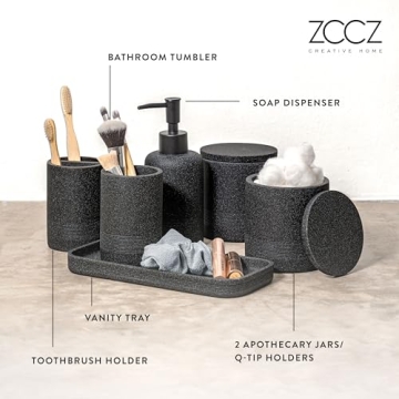 ZCCZ Black Bathroom Accessories Set for Stylish Organization