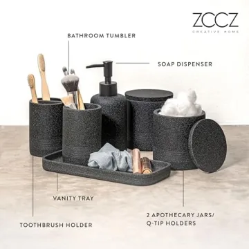 ZCCZ Black Bathroom Accessories Set for Stylish Organization