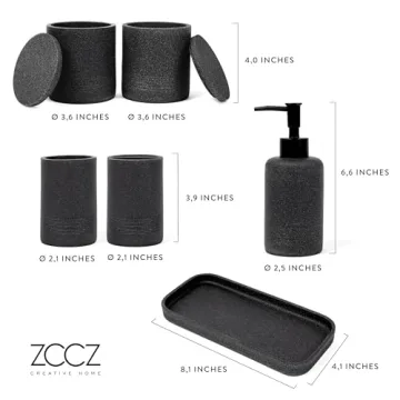 ZCCZ Black Bathroom Accessories Set for Stylish Organization