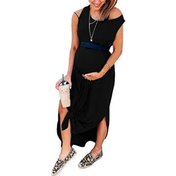 ANRABESS Women Casual Loose Sundress Sleeveless Split Maxi Long Beach Shirt Dress Travel Vacation 2025 Summer Outfits Black X-Large