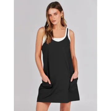 Prinbara Women Summer Mini Romper Dress with Built-in Shorts