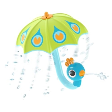 Yookidoo Baby Bath Toy - Green Peacock Umbrella Water Sprinkler for Fun Bath Play