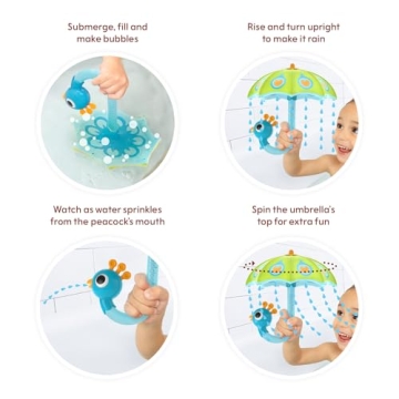 Yookidoo Bath Toy for Toddlers - Green Peacock Umbrella