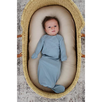 Marlowe & Co Organic Cotton Knotted Newborn Baby Gown - Soft, Comfortable, and Stylish