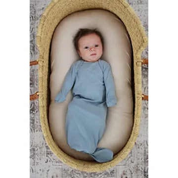 Marlowe & Co Organic Cotton Knotted Newborn Baby Gown - Soft, Comfortable, and Stylish