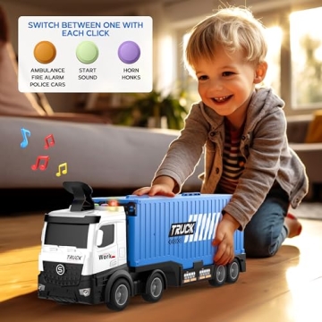 Carrier Truck Race Track Toddlers Toys, Foldable 3 Layer Car Race Track Playset, Toy Truck Transport Car Carrier & 8 Race Cars, Truck Car Kids Toys Xmas Gifts for Age 3 4 5 6+ Years Old Boys Girls