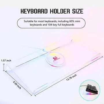 SELORSS Acrylic Computer Keyboard Holder,366 Kinds RGB Compact Keyboard Tray,Gaming Keyboard USB Int...