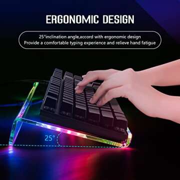 SELORSS Acrylic Computer Keyboard Holder,366 Kinds RGB Compact Keyboard Tray,Gaming Keyboard USB Interface Titled Keyboard Stand Ergonomic Typing,Clear Keyboard Riser for Office Desk,PC,Gaming.