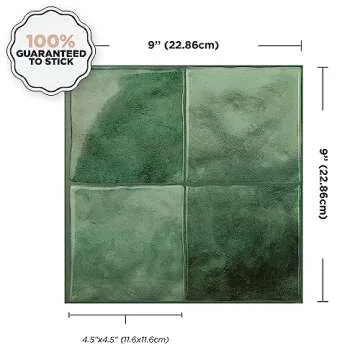 SMART TILES Peel and Stick Backsplash - 5 Sheets of 9" x 9" - 3D Adhesive Peel and Stick Tile Backsplash for Kitchen, Bathroom, Wall Tile, Taza
