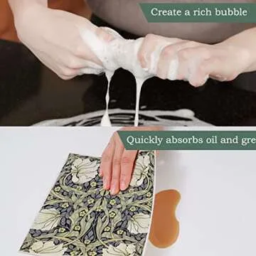 Whaline William Morris Swedish Kitchen Dishcloth Vintage Floral Absorbent Cotton Kitchen Towel Colorful Flower Dish Towel for Party Home Housewarming Cleaning Counter Wipes, 7 x 8 Inch, 6Pcs