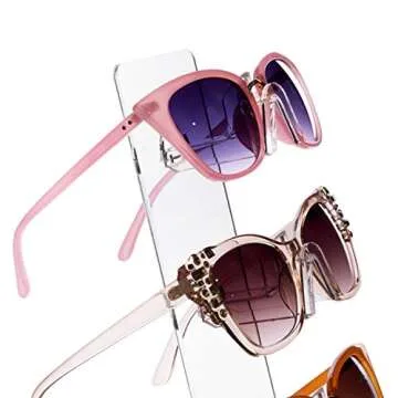 MOOCA Premium Acrylic Sunglasses Organizer Stand, Sunglass Organizer, Eyewear Organizer, Glasses Holder Stand, Eyeglass Holder Stand, Fit for All Glass Sizes, 4 Frames