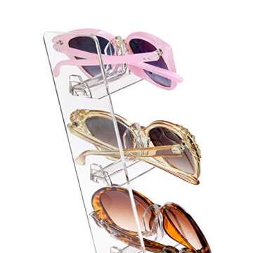 MOOCA Premium Acrylic Sunglasses Organizer Stand, Sunglass Organizer, Eyewear Organizer, Glasses Holder Stand, Eyeglass Holder Stand, Fit for All Glass Sizes, 4 Frames