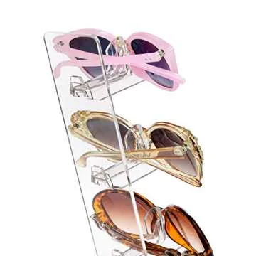 MOOCA Premium Acrylic Sunglasses Organizer Stand, Sunglass Organizer, Eyewear Organizer, Glasses Holder Stand, Eyeglass Holder Stand, Fit for All Glass Sizes, 4 Frames