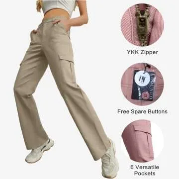 Cargo Pants Women High Waisted Baggy Casual Pants with Pockets Straight Wide Leg Trousers Y2K Pants