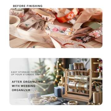 Ribbon Organizer,Ribbon Holder Organizer Rack,Ribbon Spool Holder Suitable for Wreath Making Supplies,Spool Holder,Ribbon Storage Organizer for Craft Room,Sewing Room and Flower Store.