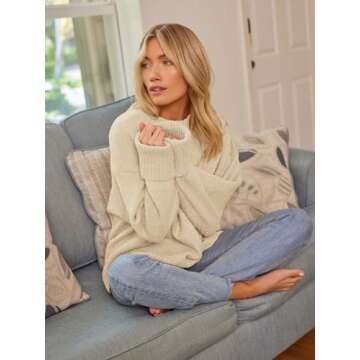 LILLUSORY Oversized Sweater Womens 2024 Fall Fashion Outfits Pullover Long Tunic Old Money Winter Clothes Cute Crewneck Trendy Knit Chunky Warm Knitted Top Apricot