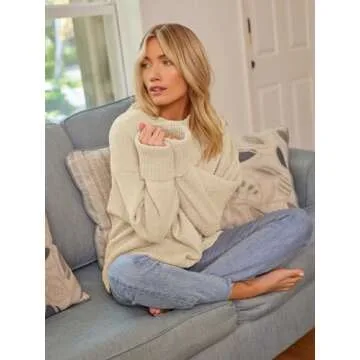 LILLUSORY Oversized Sweater Womens 2024 Fall Fashion Outfits Pullover Long Tunic Old Money Winter Clothes Cute Crewneck Trendy Knit Chunky Warm Knitted Top Apricot