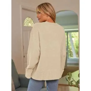 LILLUSORY Oversized Sweater Womens 2024 Fall Fashion Outfits Pullover Long Tunic Old Money Winter Clothes Cute Crewneck Trendy Knit Chunky Warm Knitted Top Apricot