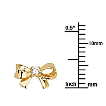 Wellingsale 14K Yellow Gold Polished Bowtie Stud Earrings With Screw Back