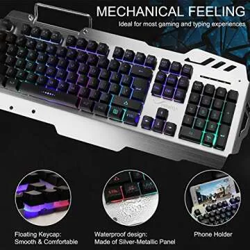 Wired Keyboard and Mouse Combo for Gamers - RGB Ergonomic Design