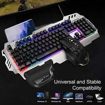 Wired Keyboard and Mouse Combo for Gamers - RGB Ergonomic Design