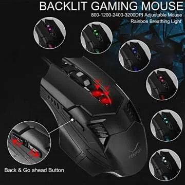 Wired Keyboard and Mouse Combo for Gamers - RGB Ergonomic Design