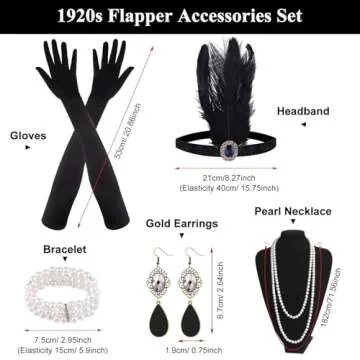 FEPITO 9 Pieces 1920s Flapper Great Gatsby Accessories Set Fashion Roaring 20's Theme Set with Headb...
