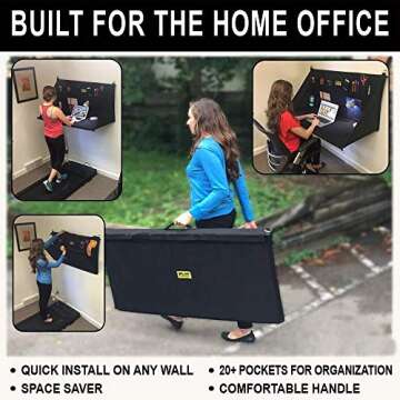 Plan Station PRO WS3800 Portable Standing Desk, Workbench, Station, Storage for Jobsite, Garage, Office, Shop, Hanging Work Surface, Black