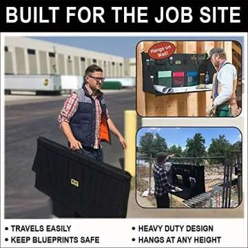 Plan Station PRO WS3800 Portable Standing Desk, Workbench, Station, Storage for Jobsite, Garage, Office, Shop, Hanging Work Surface, Black