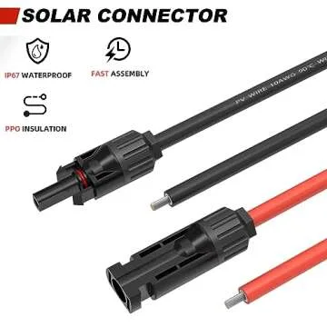 Kohree 30 Feet Solar Panel Extension Cable: 30ft x2 10AWG Female and Male Connectors,6mm Solar Panel Wires with Extra Connectors Extension Adaptor Kit Tool for RV Solar Panel(30FT Red+30FT Black)