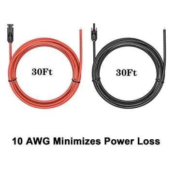 Kohree 30 Feet Solar Panel Extension Cable: 30ft x2 10AWG Female and Male Connectors,6mm Solar Panel Wires with Extra Connectors Extension Adaptor Kit Tool for RV Solar Panel(30FT Red+30FT Black)