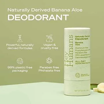 Hey Humans Deodorant, Aluminum Free Deodorant for Women and Men, Contains Naturally Derived Ingredients, All Day Odor Control, Refreshing Essential Oils, Coconut MInt, Rosewater Ginger, Banana Aloe