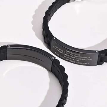 MEALGUET To My Brother Gift Bracelet Men Inspirational Message Engraved Always Remember you are Braver Wristband Gift Idea for Encourage Graduation Birthday Gift