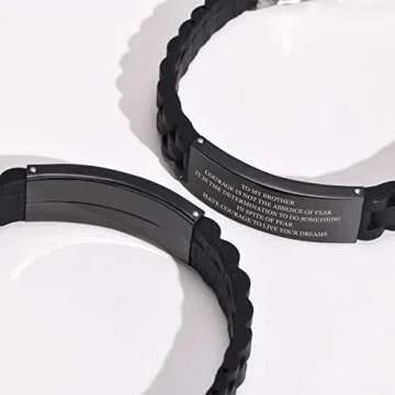 MEALGUET To My Brother Gift Bracelet Men Inspirational Message Engraved Always Remember you are Braver Wristband Gift Idea for Encourage Graduation Birthday Gift