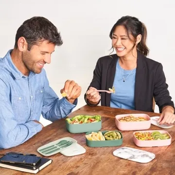 Bentgo Classic - Adult Bento Box, All-in-One Stackable Lunch Box Container with 3 Compartments, Plastic Utensils, and Nylon Sealing Strap, BPA Free Food Container (Khaki Green)