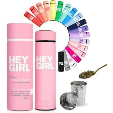 Hey Girl Tea Infuser Bottle - Insulated Thermos for Tea