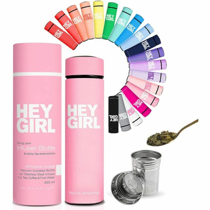 Hey Girl Tea Infuser Bottle - Insulated Thermos for Tea