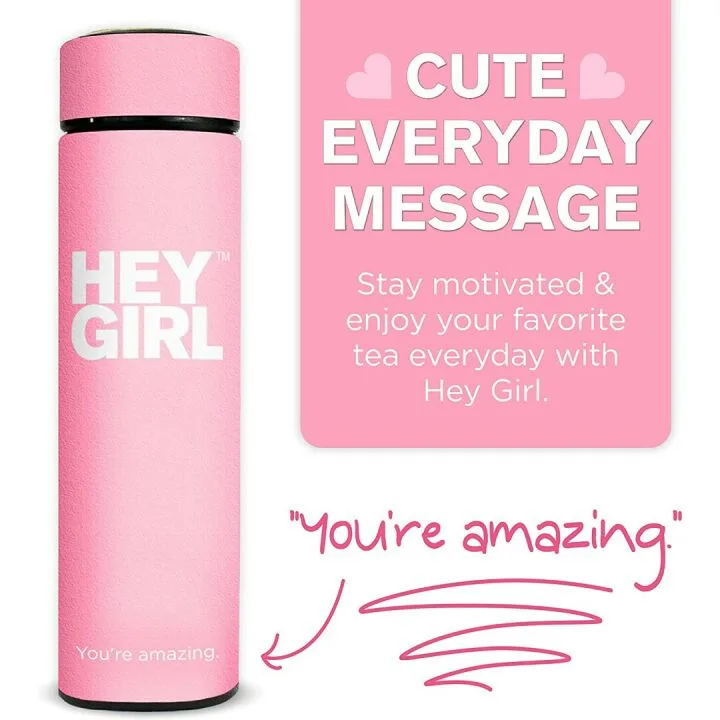 Hey Girl Tea Infuser Bottle - Insulated Thermos for Tea